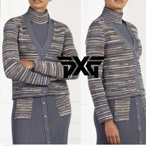 NEW PXG Golf Grey SET Sz S-Open Jacquard Knit Cardigan and Pocket Skirt